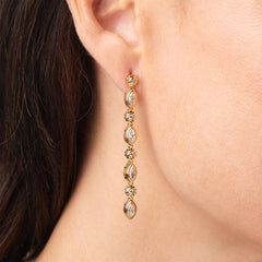 Doris Panos Sterling Silver Goldclad Daphne CZ Linear Earrings