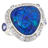 Colleen Lopez Sterling Silver Opal Triplet, Tanzanite & White Zircon Ring, Size 7