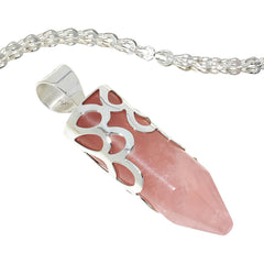 Jay King Sterling Silver Rose Quartz Pendulum Chain Necklace,