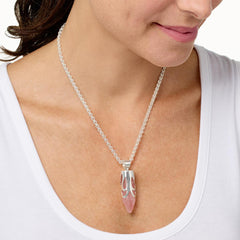 Jay King Sterling Silver Rose Quartz Pendulum Chain Necklace,