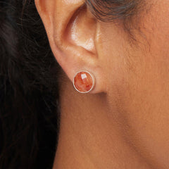 Jay King Sterling Silver Strawberry Quartz Stud Earrings, 1/2"