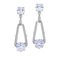 Absolute Sterling Silver Cushion Cut Drop Earrings