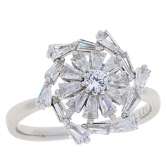 Absolute Sterling Silver Flower Spinner Ring, Size 5