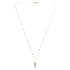 Absolute 10K Yellow Gold Cluster Round & Pear Pendant with Chain, 18"