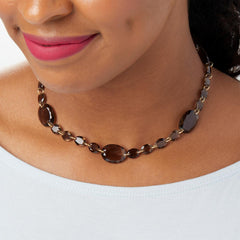 Collar de cuarzo ahumado chapado en oro de 16" con estación de Rarities (plata de ley) (HSN $278)