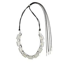 Marla Wynne Silvertone Abstract Tube Necklace, 26"-49"