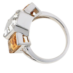 Colleen Lopez Sterling Silver Diamond & Citrine Shaker Ring, Size 6