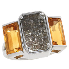 Colleen Lopez Sterling Silver Diamond & Citrine Shaker Ring, Size 6