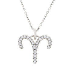 Absolute Sterling Silver Pave Zodiac "Aries" Pendant