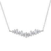 Absolute Sterling Silver Baguette Wavy Front Necklace, 18"
