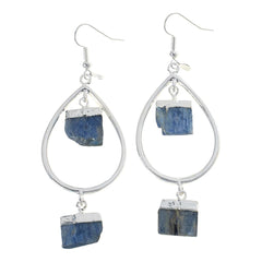 KALIFANO Silvertone Kyanite Drop Earrings