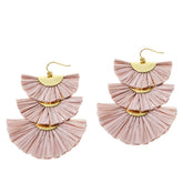 Connie Craig Carroll Jewelry Raffia Triple Drop Earrings, 3-1/8"