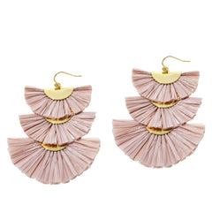 Connie Craig Carroll Jewelry Raffia Triple Drop Earrings, 3-1/8"