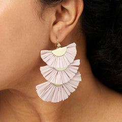 Connie Craig Carroll Jewelry Raffia Triple Drop Earrings, 3-1/8"