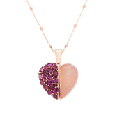 Colleen Lopez Sterling Silver Half-Garnet/ Rose Quartz Locket Heart Pendant Necklace, 20"