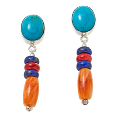 Jay King Sterling Silver Turquoise, Lapis & Oyster Drop Earrings