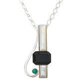 Jay King Sterling Silver MoP, Turquoise & Chalcedony Pendant Necklace, Adjustable