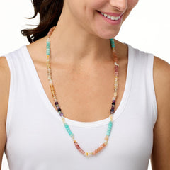 Rarities Sterling Silver Goldclad Multigemstone Beaded Necklace, 30"