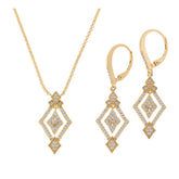 Doris Panos Sterling Silver Goldclad "Ti Amo" cubic Zirconia Necklace & Earrings Set, 18"