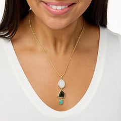 Connie Craig Carroll Goldtone Multi-gemstone  Pendant Necklace, 18"+2"