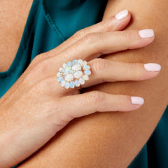 Colleen Lopez Sterling Silver White Opal Cluster Ring, Size 6