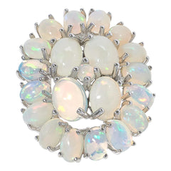 Colleen Lopez Sterling Silver White Opal Cluster Ring, Size 6