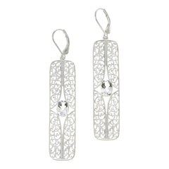 Herkimer Mines Sterling Silver Byzantine Drop Earrings, 2"
