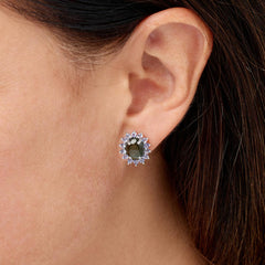 Colleen Lopez Sterling Silver Black Star Sapphire & Tanzanite Earrings