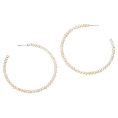 Kwan Collections White Cultured Freshwater Pearl Hoop Earrings
