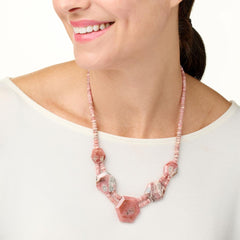 Jay King Sterling Silver Rhodochrosite Beaded Station Necklace, 18"