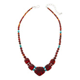 Jay King Sterling Silver Amber and Turquoise Necklace