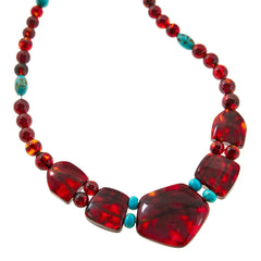 Jay King Sterling Silver Amber and Turquoise Necklace