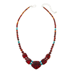 Jay King Sterling Silver Amber and Turquoise Necklace