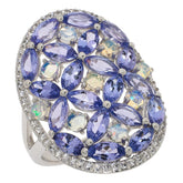 Colleen Lopez Sterling Silver Exotic Tanzanite & Ethiopian Opal Mosaic Ring, Size 5