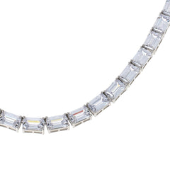 Absolute Sterling Silver Emerald-Cut Line Necklace, 18"