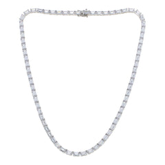 Absolute Sterling Silver Emerald-Cut Line Necklace, 18"