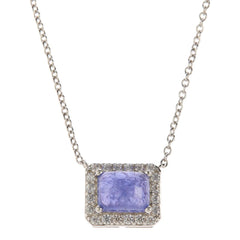 Colleen Lopez Sterling Silver Cushion Tanzanite Necklace, 18"