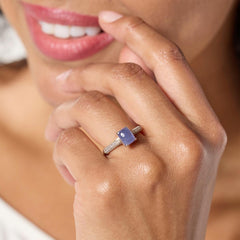 Collee Lopez Sterling Silver Cushion Tanzanite Ring, Size 9