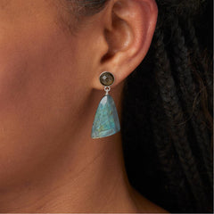 Jay King Sterling Silver Labradorite & Sunstone Reversible Drop Earrings 1”