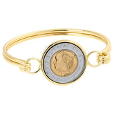 Bellezza 500 Lira Coin Bronze Ribbed Bangle Bracelet