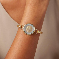 Bellezza 500 Lira Coin Bronze Ribbed Bangle Bracelet