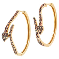 Rarities Sterling Silver Goldclad 1ctw Pave Red Diamond Hoop Earrings