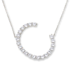 Absolute Sterling Silver Pavé Initial "C" Necklace, 18"