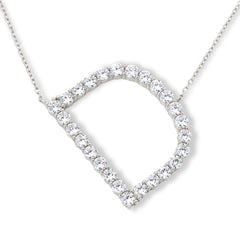 Absolute Sterling Silver Pavé Initial "D" Necklace, 18"