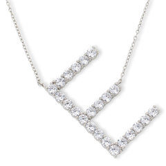 Absolute Sterling Silver Pavé Initial "E" Necklace, 18"