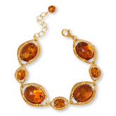 Amber Extraordinaire Gold-Plated Sterling Silver Oval Station Bracelet, 6-1/4"