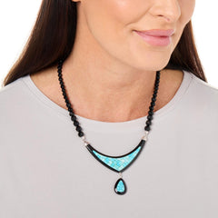 Collar Jay King de La Bella Durmiente con incrustaciones de turquesa y piedra negra, 45 cm