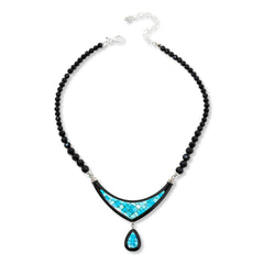 Collar Jay King de La Bella Durmiente con incrustaciones de turquesa y piedra negra, 45 cm