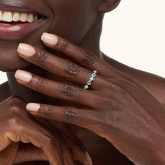 Anillo apilable cuadrado de turquesa Campitos de plata esterlina Chaco Canyon, talla 8