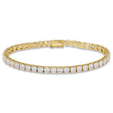 Pulsera de tenis de plata de ley de 4 mm con corte Asscher, 18 cm